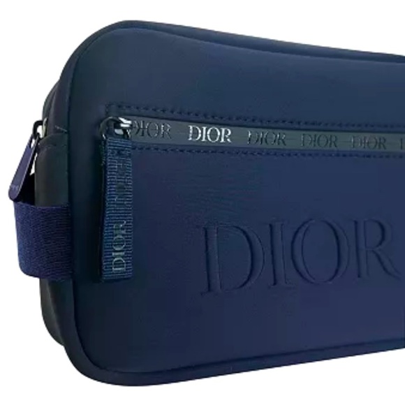 DIOR Men's Toiletry Pouch Travel Bag Navy Blue Authentic Sauvage New